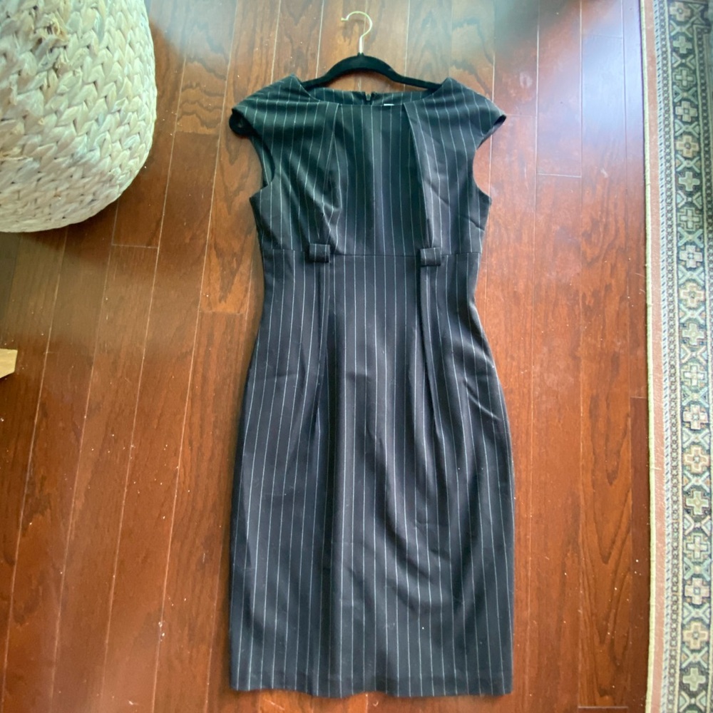 New Calvin Klein Black and White Pinstripe Dress